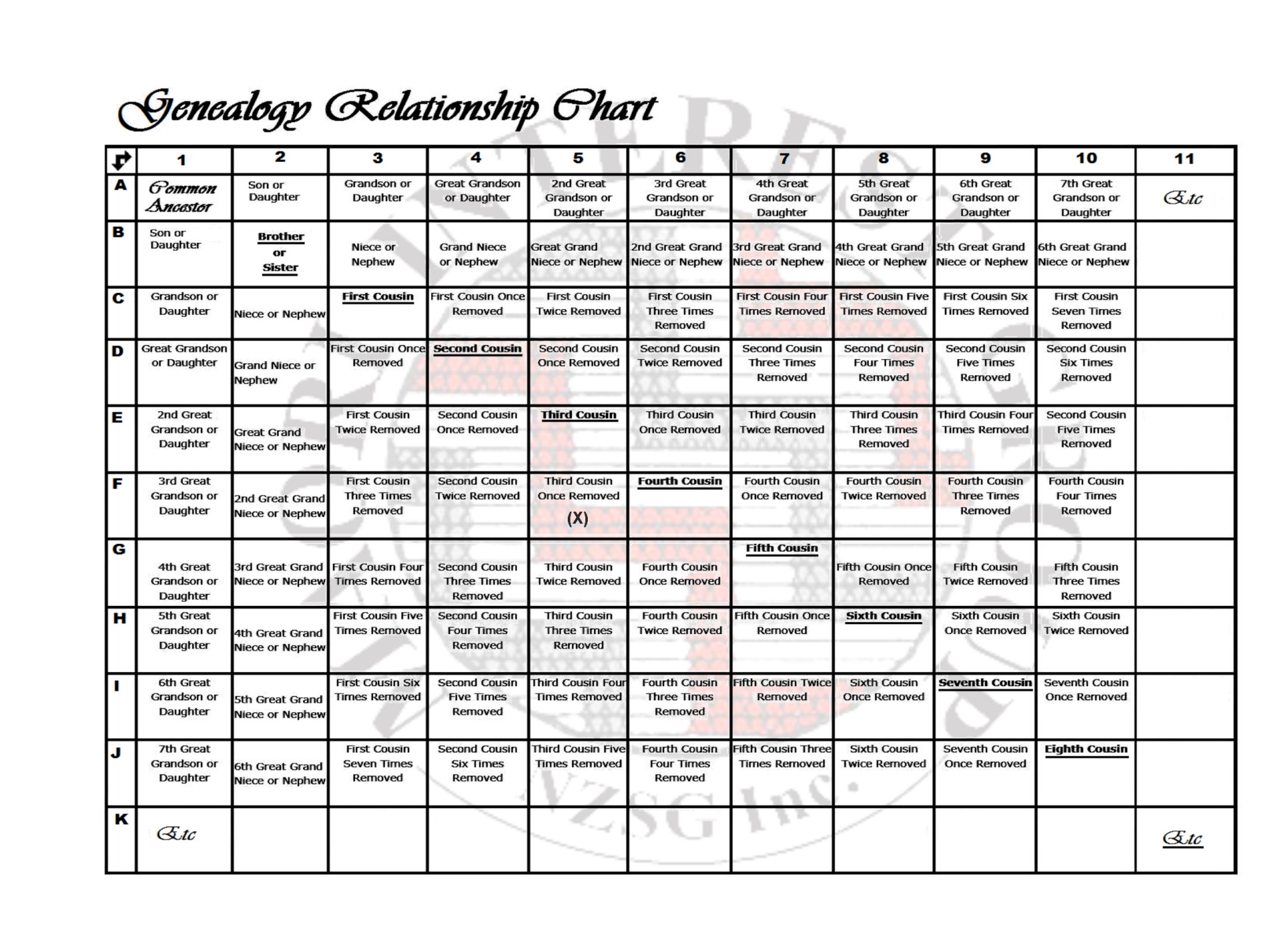 Family Relationships Chart